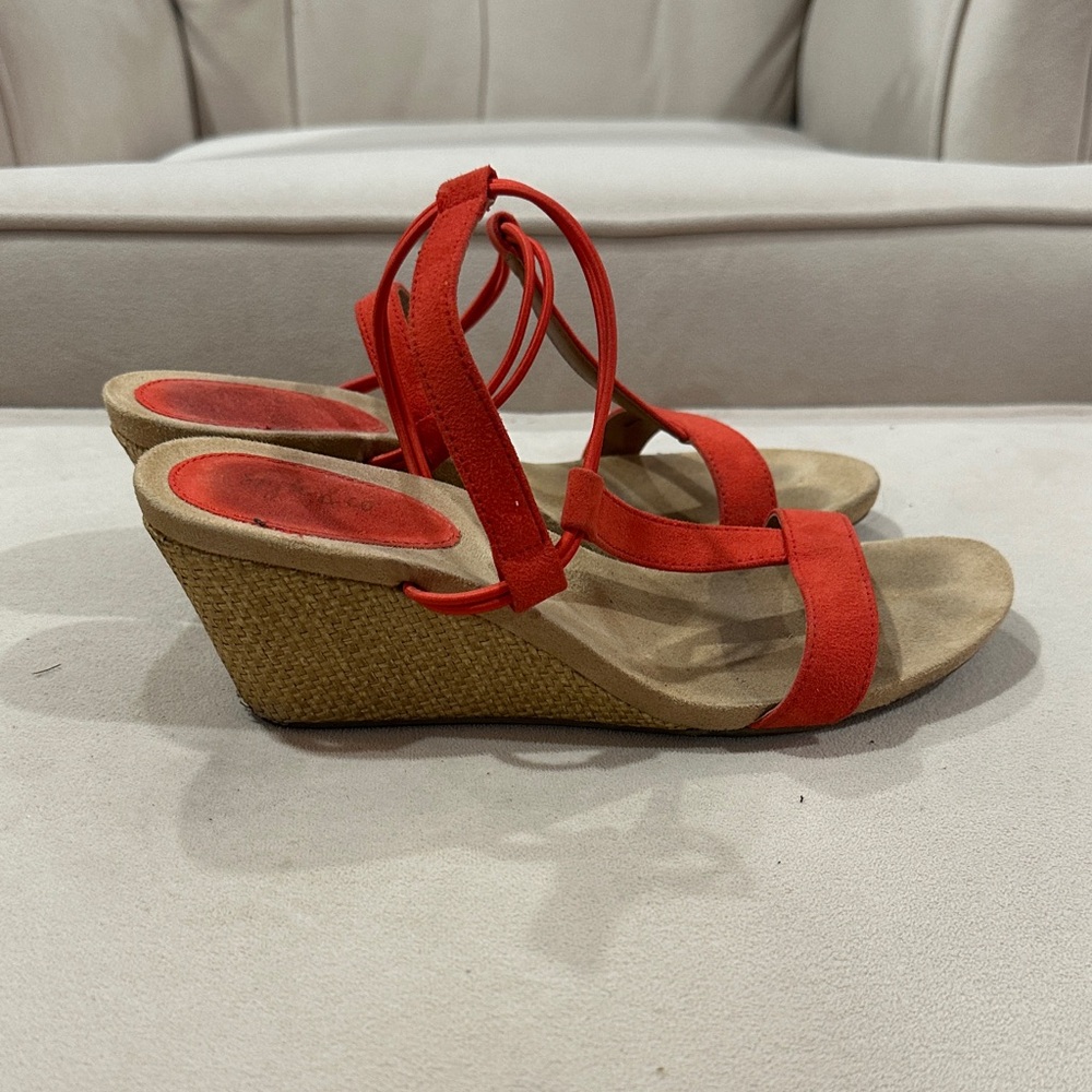 Red and Rattan Platform Sandals - Picture 1 of 5